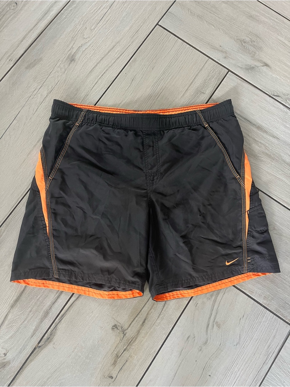 Nike Y2K Men’s Black & Orange Athletic Swim Shorts